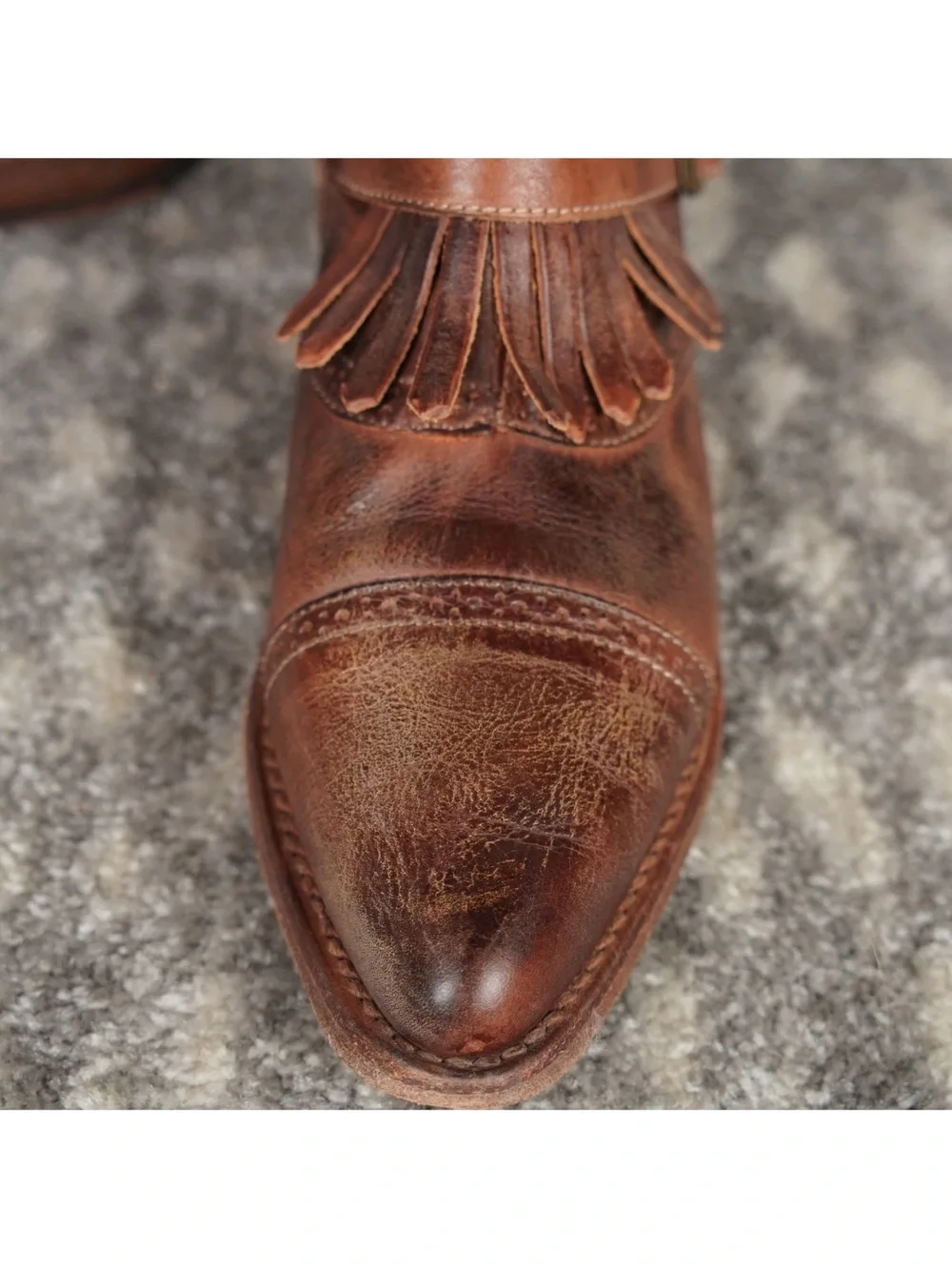 Bed Stu Cobbler Ankle Bootie With Fringe Women’s US8 Brown Leather Inside & Out